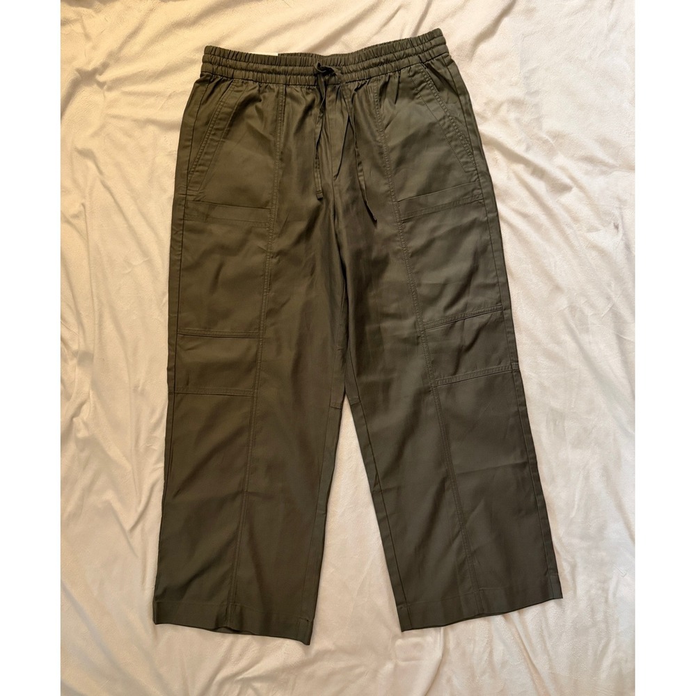 Banana Republic Factory Womens L Wide Leg Cargo Pants Olive Green NWT